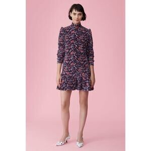 $295 La Vie Rebecca Taylor Toile Fleur Velour Floral Velvet Dress XS NWT